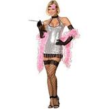 View Item Adult Ladies 8-10 Sexy Flapper Charelston Fancy Dress 20's Costume + Feather Boa